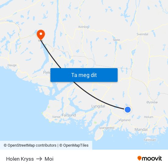 Holen Kryss to Moi map