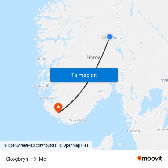 Skogbryn to Moi map