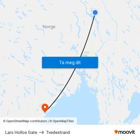 Lars Hollos Gate to Tvedestrand map