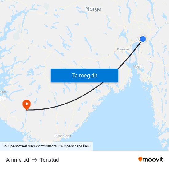 Ammerud to Tonstad map