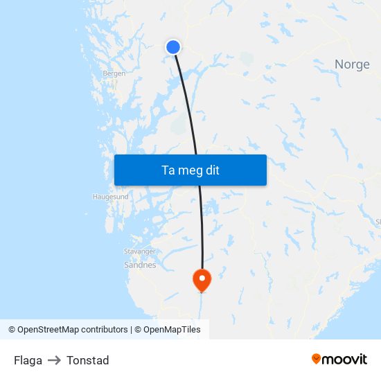 Flaga to Tonstad map
