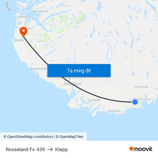 Rosseland Fv. 439 to Klepp map