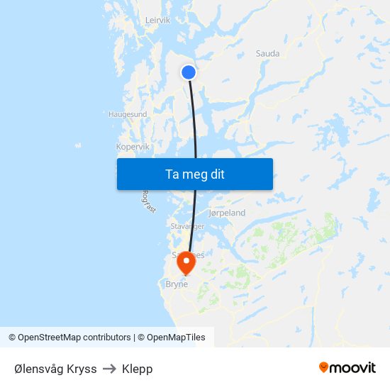 Ølensvåg Kryss to Klepp map