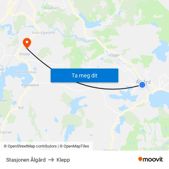 Stasjonen Ålgård to Klepp map