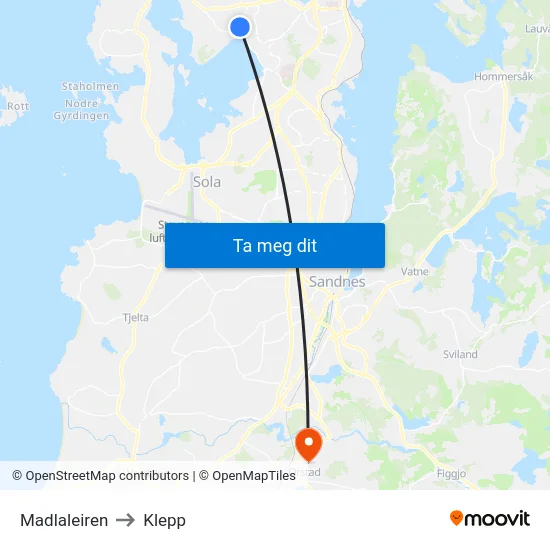 Madlaleiren to Klepp map