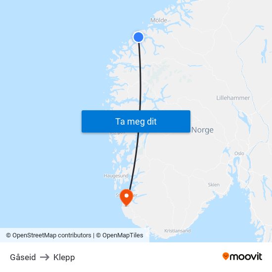 Gåseid to Klepp map