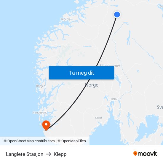 Langlete Stasjon to Klepp map