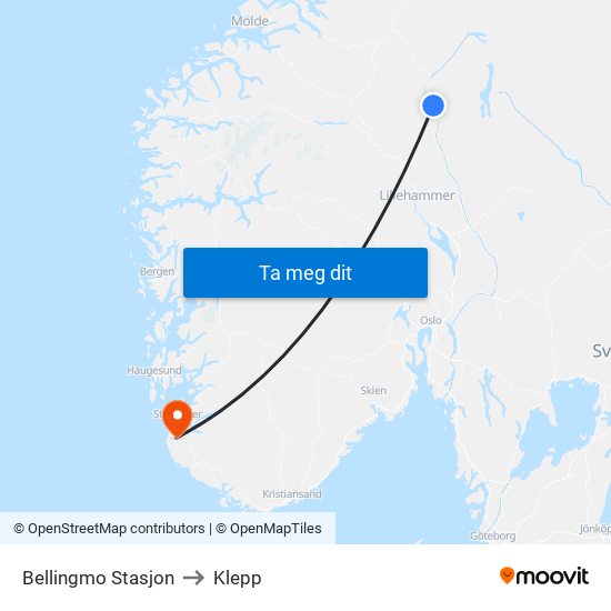 Bellingmo Stasjon to Klepp map