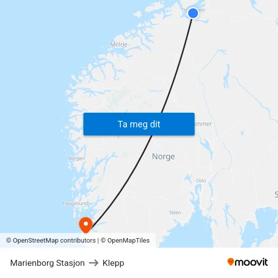 Marienborg Stasjon to Klepp map