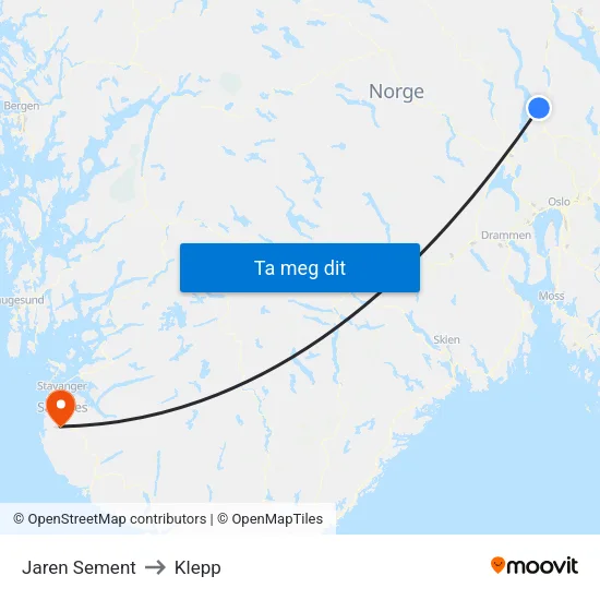 Jaren Sement to Klepp map
