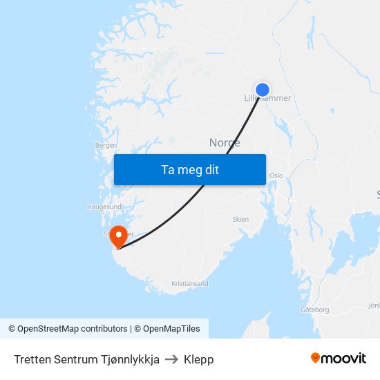 Tretten Sentrum Tjønnlykkja to Klepp map