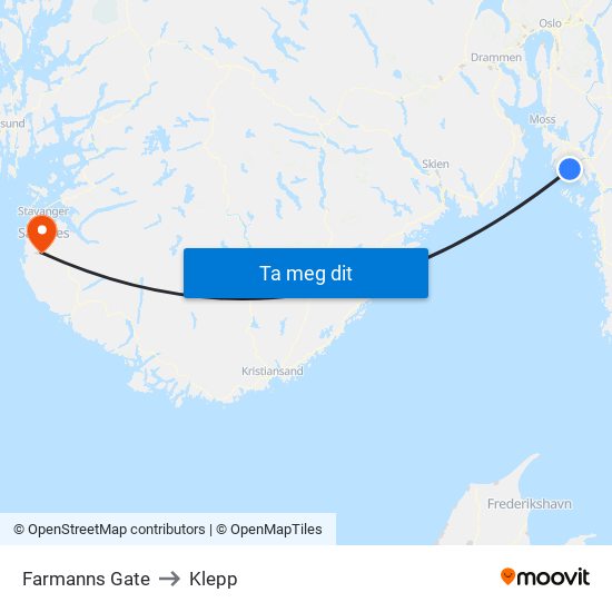 Farmanns Gate to Klepp map