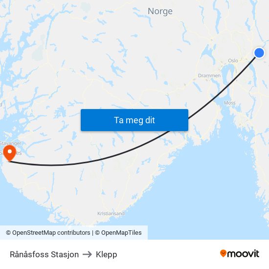 Rånåsfoss Stasjon to Klepp map