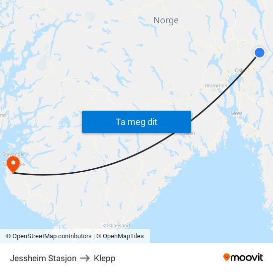 Jessheim Stasjon to Klepp map