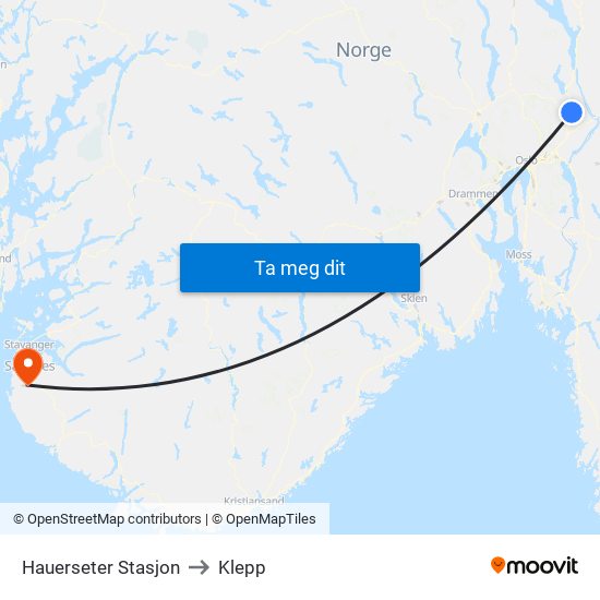 Hauerseter Stasjon to Klepp map