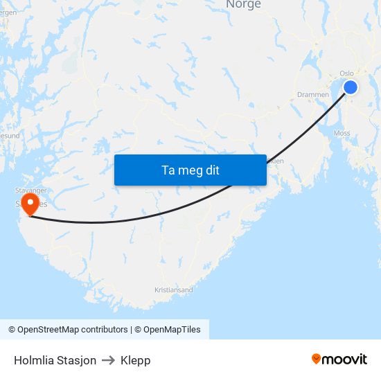 Holmlia Stasjon to Klepp map