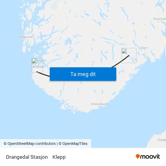 Drangedal Stasjon to Klepp map