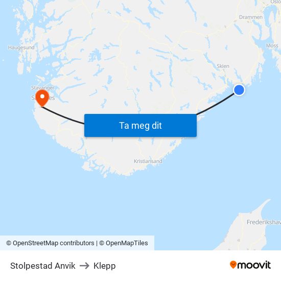 Stolpestad Anvik to Klepp map