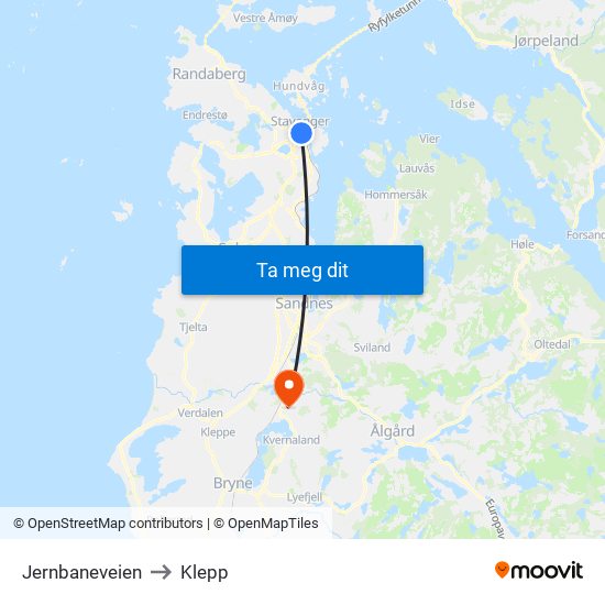 Jernbaneveien to Klepp map