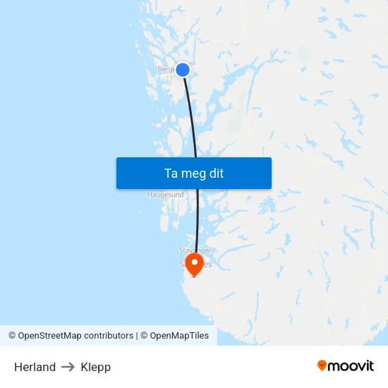 Herland to Klepp map