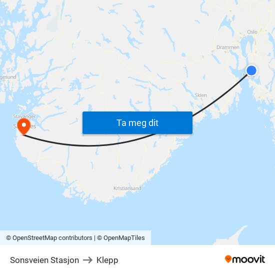 Sonsveien Stasjon to Klepp map