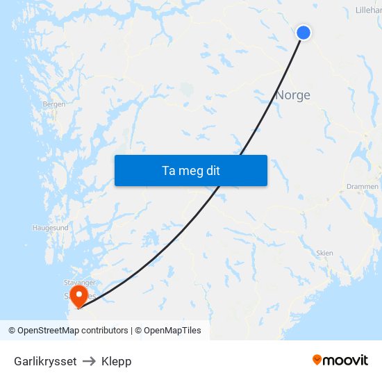 Garlikrysset to Klepp map