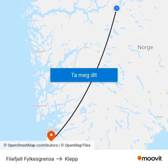 Filefjell Fylkesgrensa to Klepp map