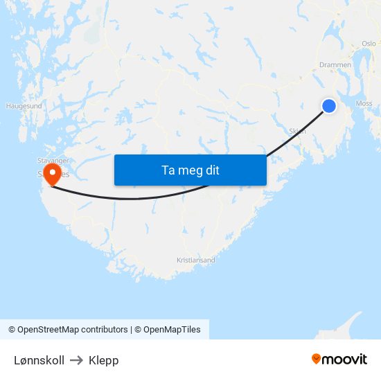 Lønnskoll to Klepp map