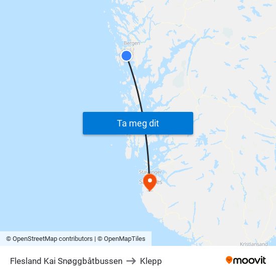 Flesland Kai Snøggbåtbussen to Klepp map