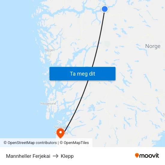 Mannheller Ferjekai to Klepp map