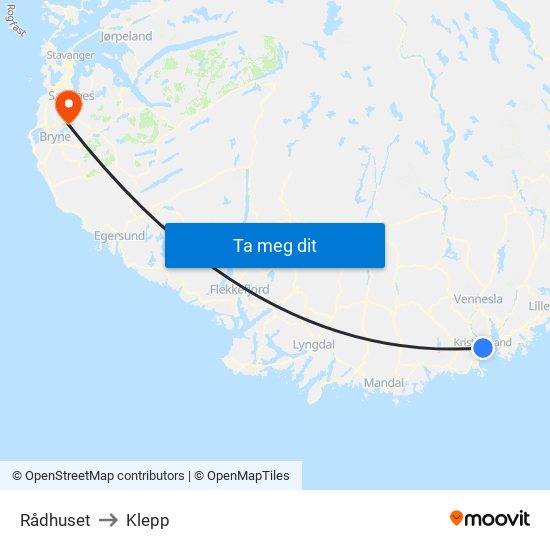 Rådhuset to Klepp map