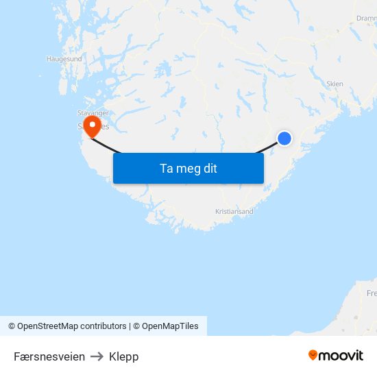 Færsnesveien to Klepp map