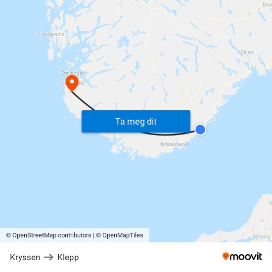 Kryssen to Klepp map