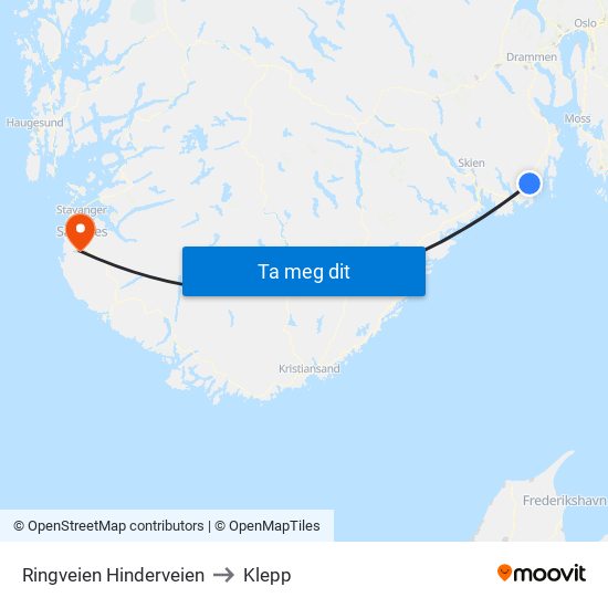 Ringveien Hinderveien to Klepp map