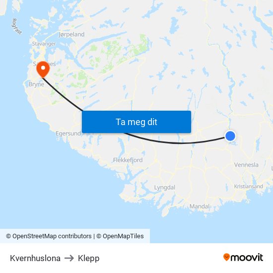 Kvernhuslona to Klepp map