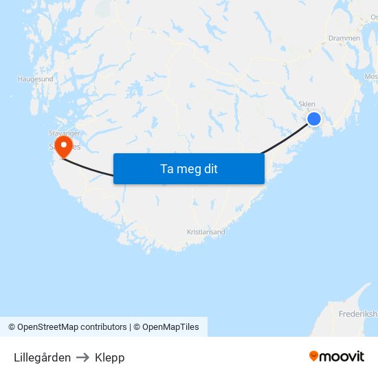 Lillegården to Klepp map