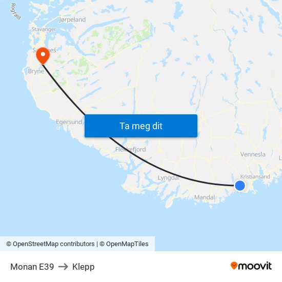 Monan E39 to Klepp map