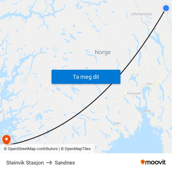 Steinvik Stasjon to Sandnes map