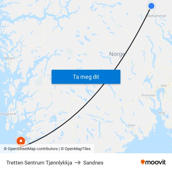 Tretten Sentrum Tjønnlykkja to Sandnes map