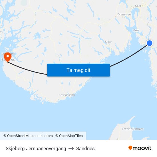 Skjeberg Jernbaneovergang to Sandnes map