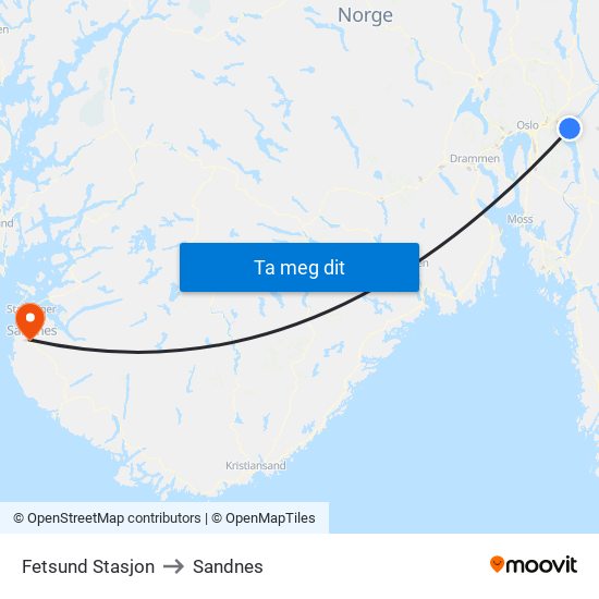 Fetsund Stasjon to Sandnes map