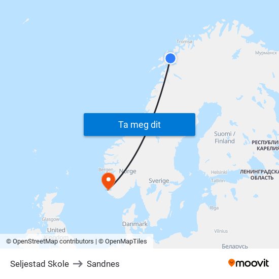 Seljestad Skole to Sandnes map