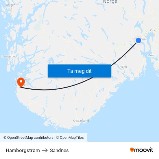 Hamborgstrøm to Sandnes map