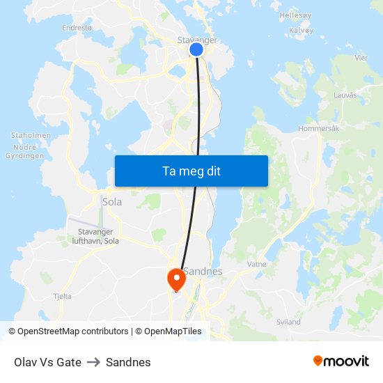 Olav Vs Gate to Sandnes map