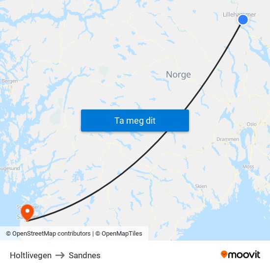 Holtlivegen to Sandnes map