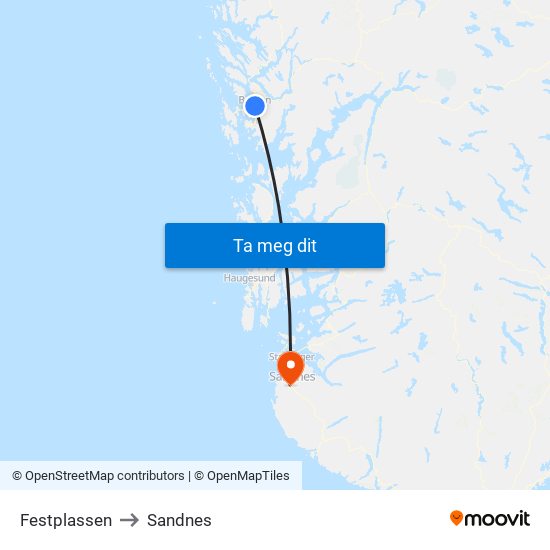 Festplassen to Sandnes map