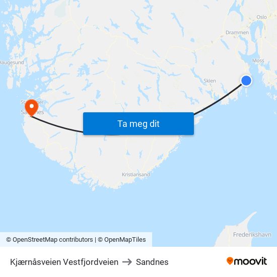 Kjærnåsveien Vestfjordveien to Sandnes map