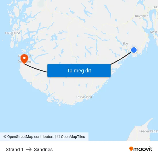 Strand 1 to Sandnes map