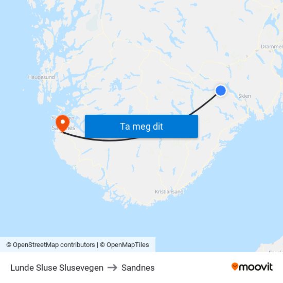 Lunde Sluse Slusevegen to Sandnes map