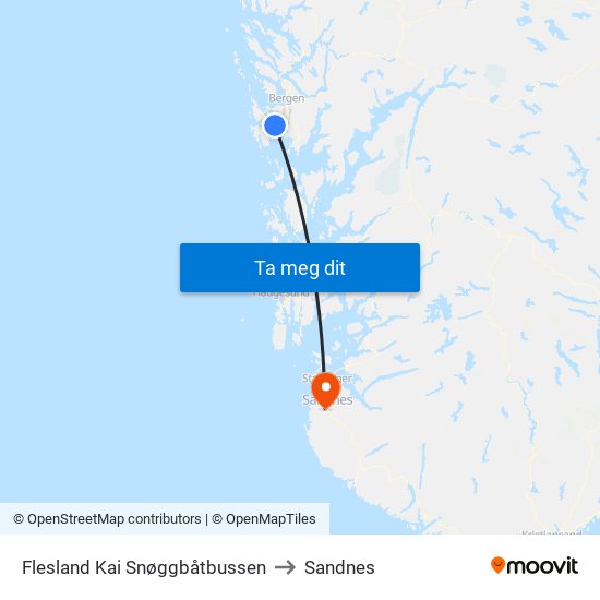Flesland Kai Snøggbåtbussen to Sandnes map